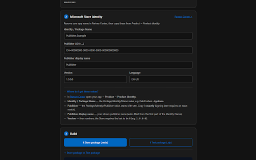 PWA to MSIX — Simple PWA Builder & Packager for Microsoft Store :: Package any PWA into a Microsoft Store MSIX in your browser. A simple PWA-to-MSIX packager for Store upload & sideloading.