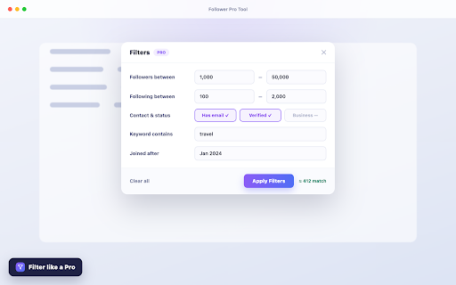 Follower Pro Tool - Export Followers & Following to CSV/Excel :: Export Instagram followers, following, comments & likers to CSV/Excel/JSON. Filter, dedupe & back up your lists.