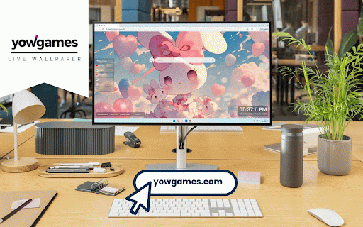 My Melody Sky Live Wallpaper :: My Melody floating among heart balloons in dreamy sunset sky with plush friends and pink bow.