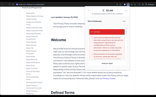 Ezlaw :: Instantly understand Terms of Service and Privacy Policies with AI-powered summaries