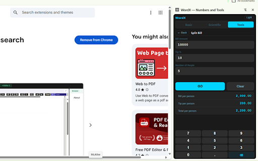 WordX — Numbers and Tools :: Basic and Scientific Calculator and few more tools. Pin it for quicker access.