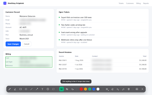 ToolBreezy.com - Screen Annotation Tool, Draw, Redact & Blur Image Online :: Draw, highlight and blur anything on a page before you record it. Set it once and it is still there on the next take.
