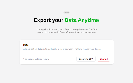 Job Stash - Job Application Tracker :: Track jobs, update status, get follow-up reminders & export to CSV. Private & local - nothing leaves your device.