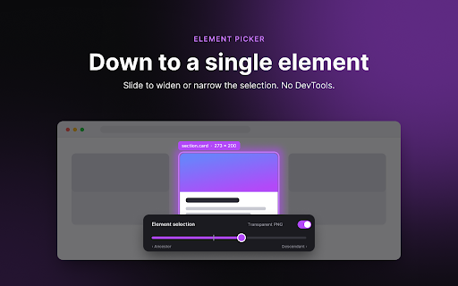 Peel — Full Page & Element Screenshot :: Full page screenshots, element capture with transparent background, and region selection — all in one click