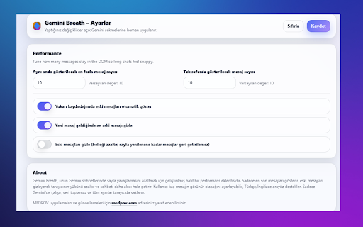 Gemini Breath :: Gemini Breath speeds up long chats by prioritizing new messages and hiding old ones.
