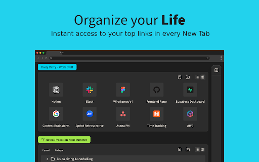 TabStack :: A new tab page replacement with visual bookmarks and tab management, built for how people actually use the web.