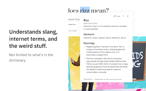 Etymologist – Word Meanings, Origins, and Synonyms :: Double-click any word to instantly discover its meaning, etymology, and synonyms.