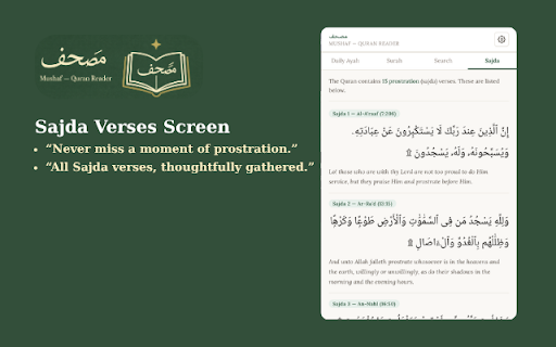 Mushaf — Quran Reader :: Read and search the Quran, explore surahs with translations in multiple languages in a clean, distraction-free interface.