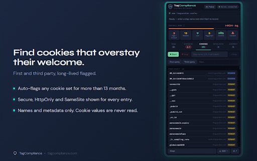 TagCompliance: Tag, Cookie & Consent Audit :: Audit marketing tags, cookies, consent and dataLayer events on any website. Detect GDPR pre-consent violations.