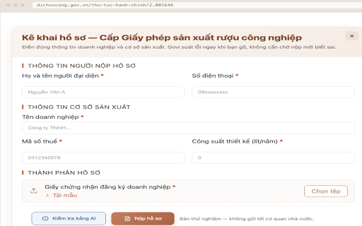 Govi — Trợ lý thủ tục hành chính :: Kê khai & soát lỗi AI ngay trên Cổng Dịch vụ công. Hỗ trợ upload & kiểm tra tài liệu thông minh.