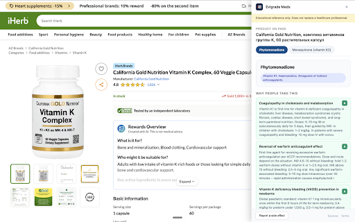 Evigrade Meds – medication and supplement reference :: Regulatory drug and supplement reference on iHerb, Amazon, VitaminShoppe, ES parafarmacias and RU pharmacies.