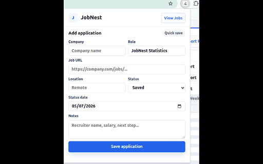 JobNest :: Track job applications locally from your browser.