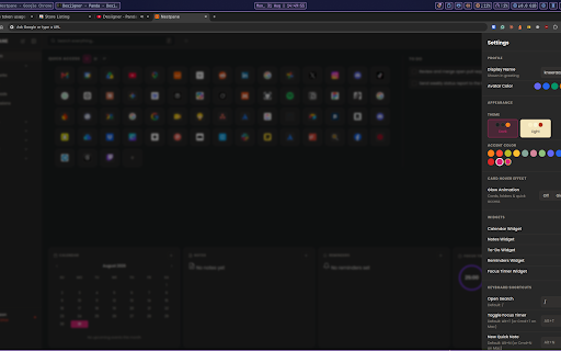 Nestpane :: Replaces the new tab with a local-first dashboard: bookmarks, notes, tasks, focus timer, optional Drive sync.