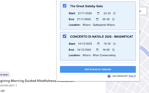 Datemark - Extract Events from Web Pages with AI :: AI-powered tool to automatically extract events from any webpage and add them to Google Calendar in seconds.