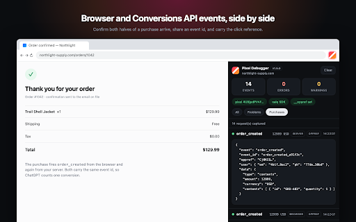 ChatGPT Ads Pixel Debugger :: Watch and validate every event your site sends to the ChatGPT Ads measurement pixel.