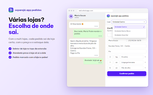 separajá.app pedidos :: Cole o texto do pedido do WhatsApp Web e envie para o painel separajá.