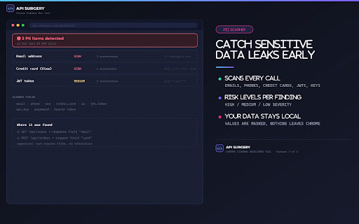 Api Surgery - API inspector & security analysis :: Inspect API traffic locally, review performance, security signals and observed API contracts.