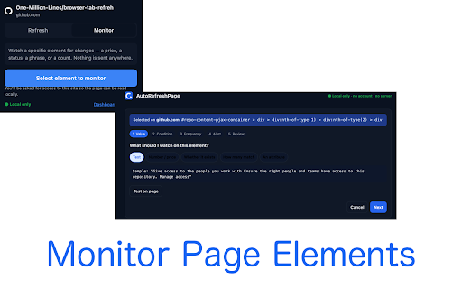 AutoRefreshPage – Tab Refresh & Page Monitor :: Auto refresh tabs, monitor page changes, and get local alerts when text, numbers, prices, or elements change.