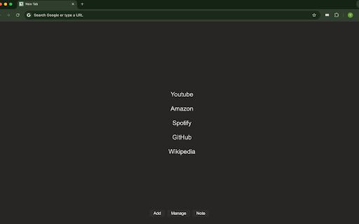 Sleek Favorites :: A minimalist homepage with customizable favorites and a memo space.