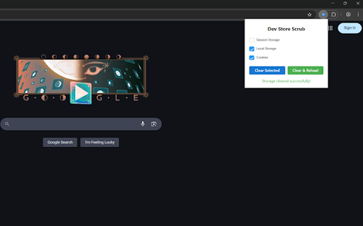 Dev Store Scrub :: A developer tool to manage application storage (session storage, local storage, and cookies) with clear and reload functionality