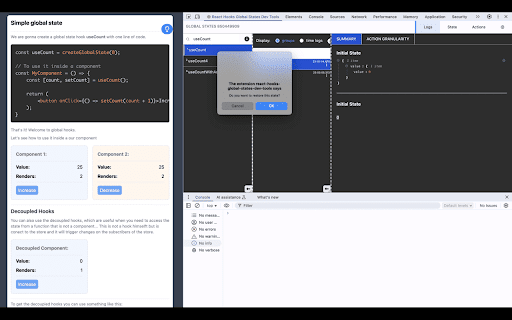 react-global-state-hooks :: React Global State Hooks - brings your application’s state, actions, and history into Chrome DevTools. Inspect live stores, trace…