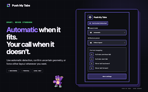Push My Tabs :: Switch and move tabs with directional shortcuts that follow the browser's tab layout.