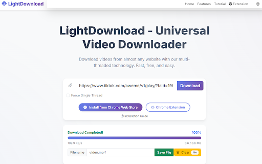 LightDownload :: A video downloader used for sniffing out and saving web videos, and downloading videos via links.