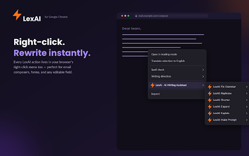 LexAI - AI Writing Assistant :: Grammar checking and writing assistance powered by your own LLM API key