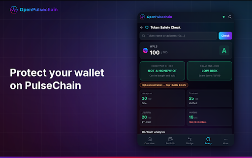 OpenPulsechain :: Token safety scores, scam detection & portfolio tracker for PulseChain. Protect your wallet before you sign.