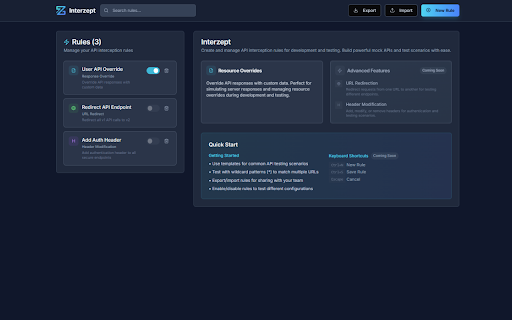 Interzept :: Quick access to Interzept - mock, modify, and override API calls. Intercept requests and debug applications efficiently.