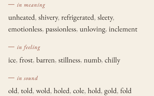 Wurding :: Select a word while writing and explore words similar in meaning, sound, root, type, and feeling. More than just a Thesaurus.