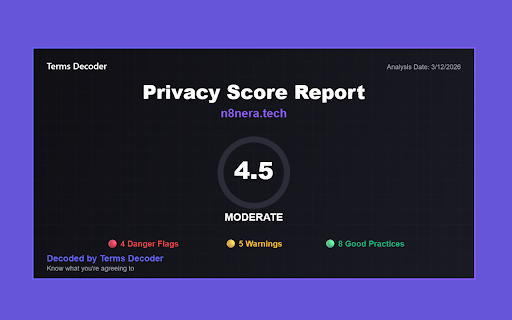 Terms Decoder: AI Legal & Privacy Analyzer :: Instantly decode, summarize, and score Terms of Service and Privacy Policies using local AI. Protect your data without sharing it.