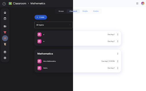 Modern Classroom :: Introduces Dark mode, Customisation options, and a revised modernised aesthetic to Google Classroom™!