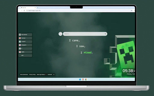 Minecraft Creeper Live Wallpaper :: Iconic Minecraft Creeper emerges from the shadows with an eerie green glow.