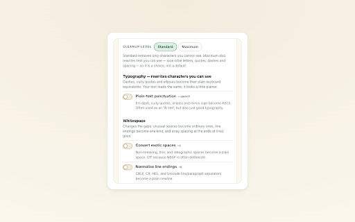 Ghostchars: clean hidden characters :: Reveal and remove invisible Unicode characters in text you paste. It runs on your device; your text is never uploaded.