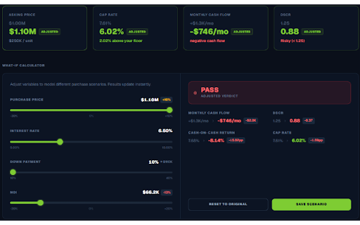PropScreener - Multifamily Deal Screener :: Analyze LoopNet and Crexi listings instantly with AI. Get a verdict and AI Deal Coach in 60 seconds.