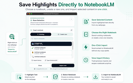 AIExportHub for NotebookLM :: Import AI chats, webpages, and highlights into NotebookLM. Export chats and Studio Notes as local files.