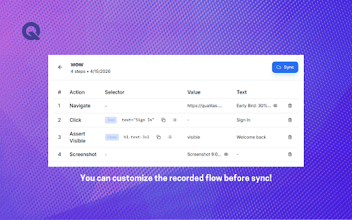 Qualitas Recorder :: Record user interactions on web applications to generate test automation flows