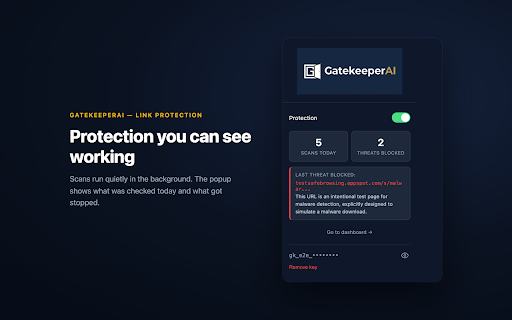 GatekeeperAI: Link, Scam & QR Guard :: Checks every link and QR code before you click. Phishing and quishing sites get blocked before they even load.