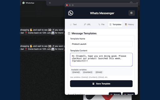 Whats Messenger :: Whats Messenger - Send WhatsApp messages with templates, bulk messaging, smart delays, and advanced settings to avoid detection.