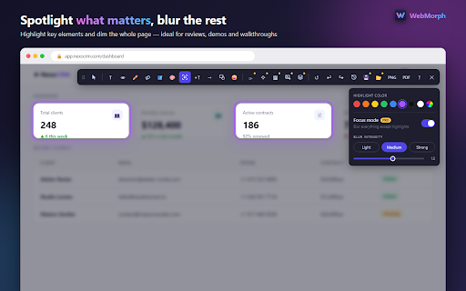 WebMorph - Live Web Page Editor :: Modify live websites in seconds. Change text, hide elements, replace images, adjust layouts, annotate pages and export mockups.