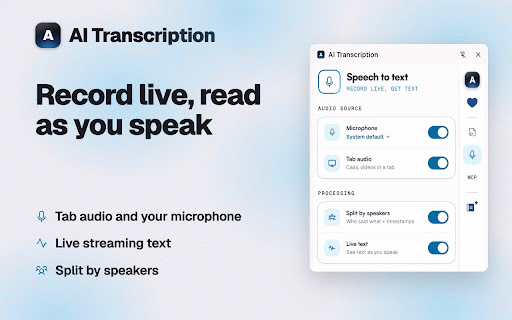 AI Transcription :: Turn any audio and video file to text — live AI Transcription with speaker labels and AI meeting and podcast summary.