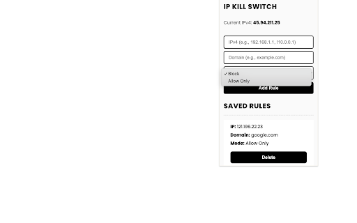 IP Kill Switch – Website Blocker :: Block or allow domains based on your current or user-defined IP addresses