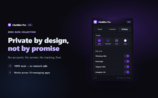 ChatBlur Pro :: Blur chats on WhatsApp, Telegram, Messenger & more. One-click privacy.