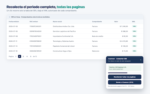 Cuencor Conector SRI :: Importa a Cuencor los XML de tus comprobantes recibidos del SRI en linea. Tus claves del SRI nunca salen de tu navegador.