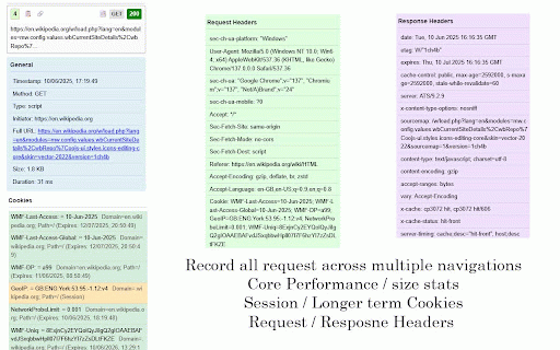 Traffic & Cookie Tracking Inspector :: Logs HTTP requests in a sidebar with cookie tracking, filtering, and export functionality.