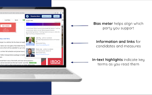 Readaction :: Readaction highlights political candidates, initiatives, and bias within news articles to motivate people to act on what they read!