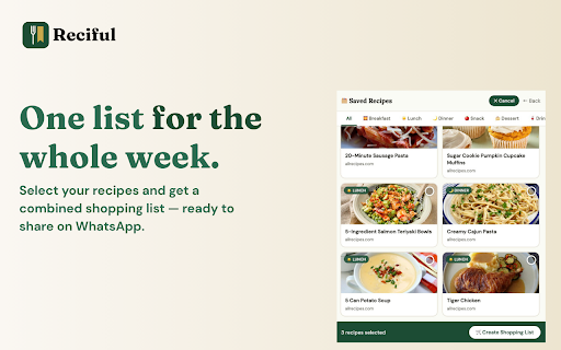 Reciful :: Detects recipes on any webpage and saves them with one click.