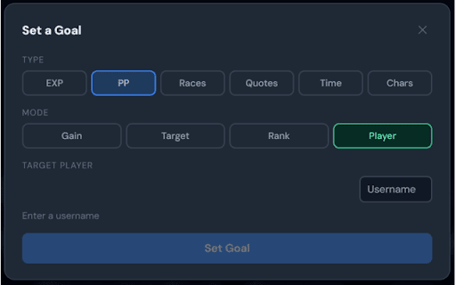 TypeGG Goal Tracker :: Track your goals directly on TypeGG