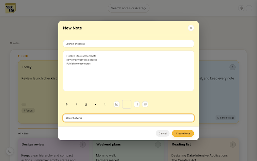 StickEm :: Create sticky notes on your new tab page!